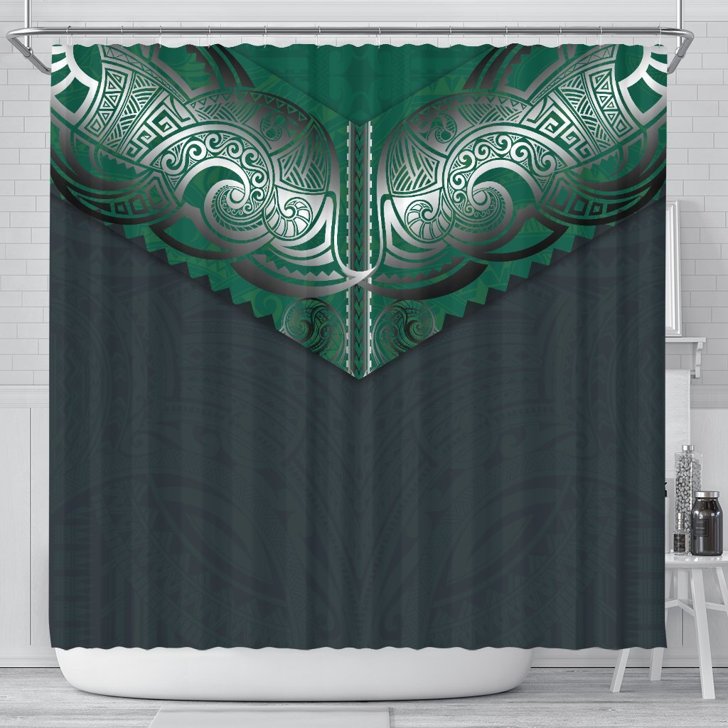 Koru Polynesian Tattoo Shower Curtain 177 x 172 (cm) Navy - Polynesian Pride