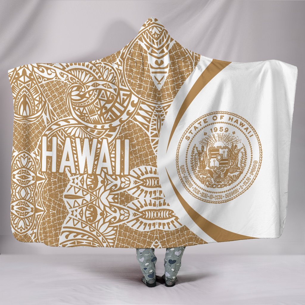 Hawaii Polynesian Hooded Blanket - Circle Style 07 Hooded Blanket White - Polynesian Pride