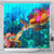 CNMI Shower Curtain - Sea Turtle Coral Treasure 177 x 172 (cm) BLACK - Polynesian Pride