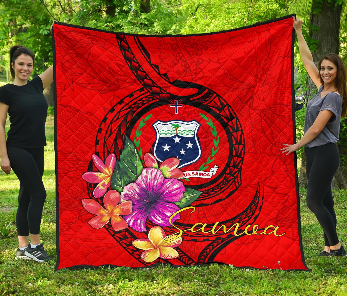 Samoa Polynesian Premium Quilt - Floral With Seal Red Red - Polynesian Pride