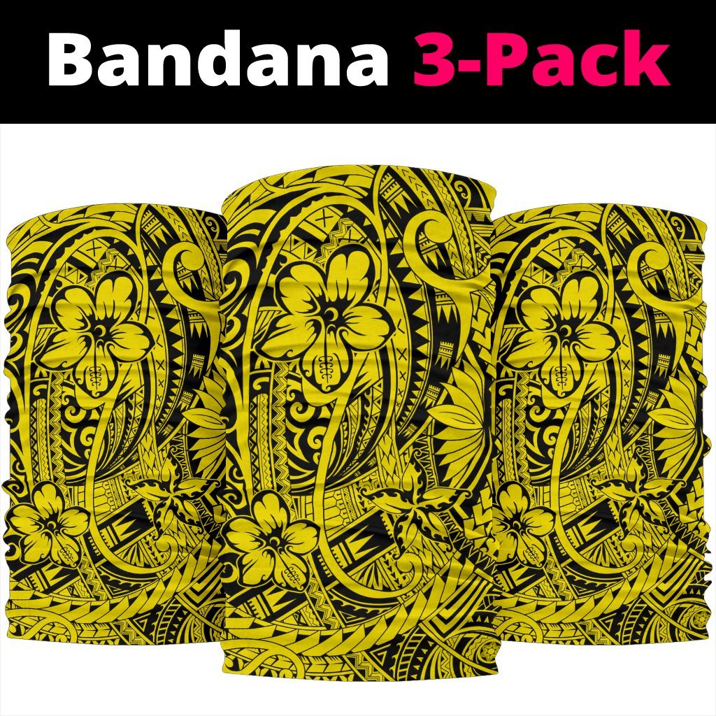 Polynesian Flower Tattoo Yellow Unisex Bandana One Size Yellow - Polynesian Pride