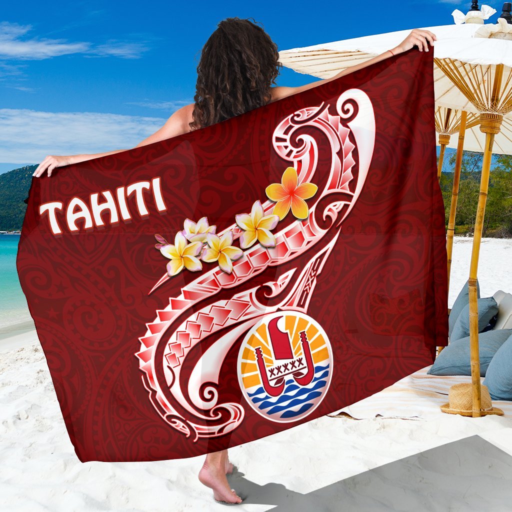 Tahiti Sarong - Tahiti Seal Polynesian Patterns Plumeria One Style One Size Red - Polynesian Pride