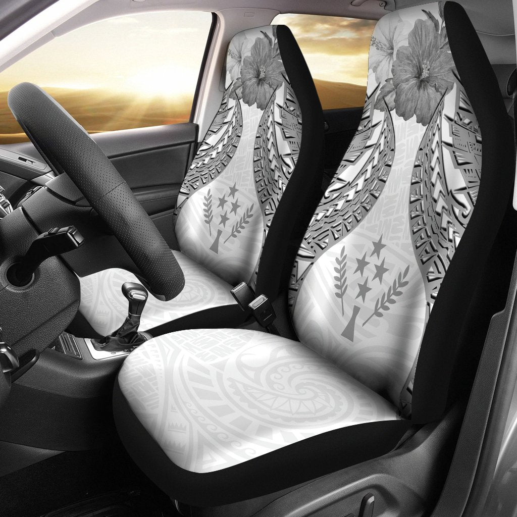 Kosrae Polynesian Car Seat Covers Pride Seal And Hibiscus White Universal Fit White - Polynesian Pride