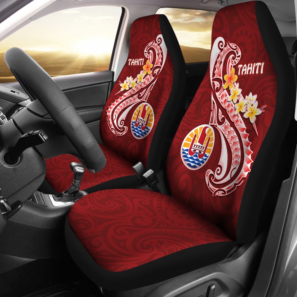 Tahiti Car Seat Covers - Tahiti Seal Polynesian Patterns Plumeria Universal Fit Red - Polynesian Pride