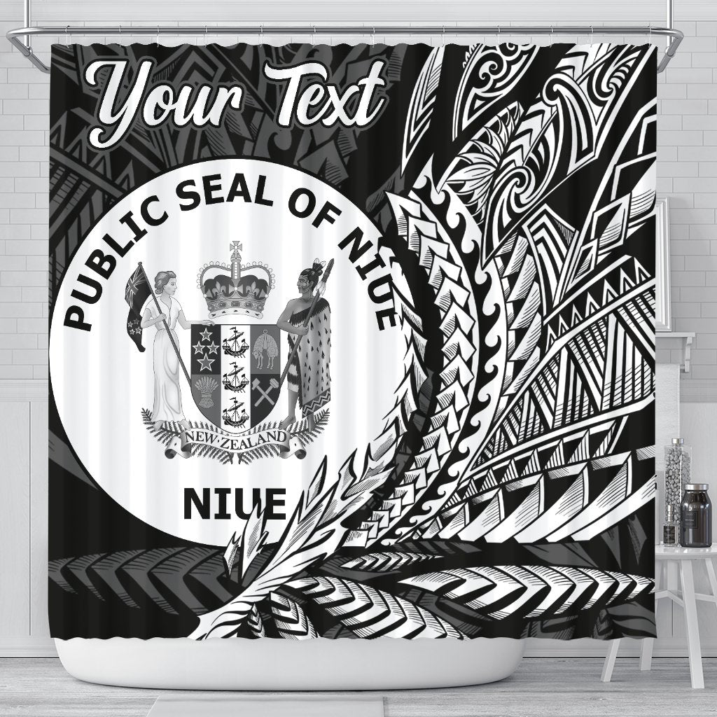 Niue Shower Curtains - Custom Personalised Wings Style 177 x 172 (cm) Black - Polynesian Pride