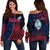 Guam Rugby Off Shoulder Sweater Impressive Version Blue - Polynesian Pride