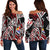 Tahiti Women's Off Shoulder Sweaters - Tribal Flower Special Pattern Red Color Red - Polynesian Pride