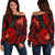 Tahiti Polynesian Off Shoulder Sweater - Red Plumeria RED - Polynesian Pride