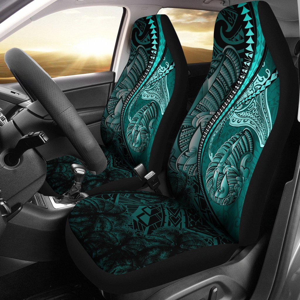 Fish Hook Car Seat Covers Manta Polynesian Turqouise Universal Fit Turquoise - Polynesian Pride