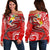 Tonga Women's Off Shoulder Sweater - Red Shark Polynesian Tattoo Red - Polynesian Pride