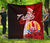 Tahiti Polynesian Premium Quilt - Coat Of Arm With Hibiscus Red - Polynesian Pride