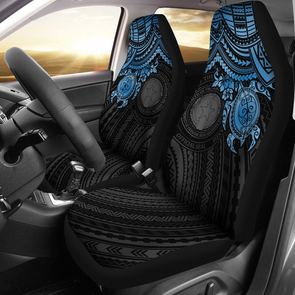 CNMI Seal Car Seat Covers - Blue Turtle Hibiscus Universal Fit Blue - Polynesian Pride