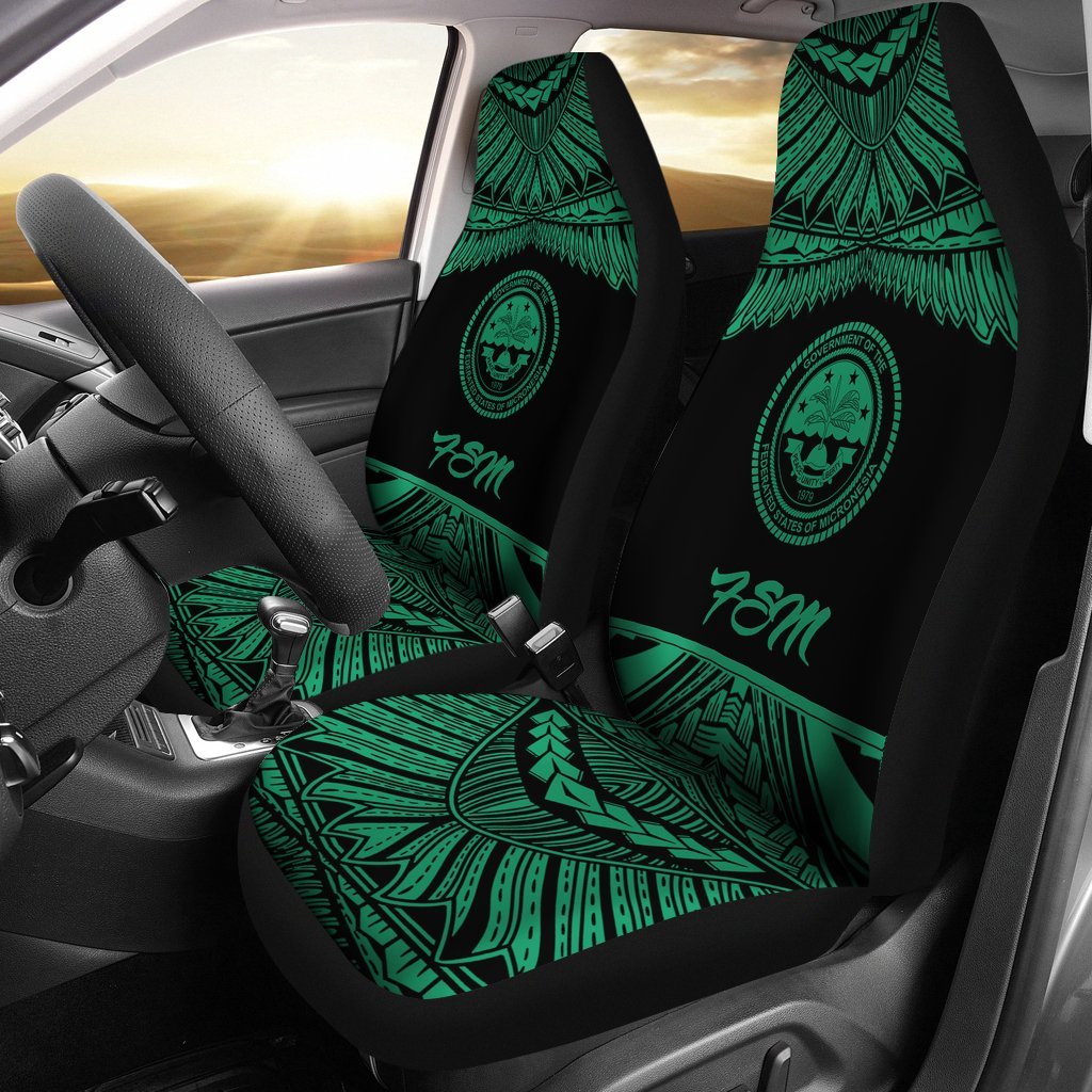 Federated States Of Micronesia Polynesian Car Seat Covers - Pride Green Version Universal Fit Green - Polynesian Pride