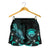 Federated States of Micronesia Polynesian Women's Shorts - Turtle With Blooming Hibiscus Turquoise - Polynesian Pride