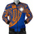 Marshall Islands Polynesian Men's Bomber Jacket - Tribal Tattoo Blue - Polynesian Pride