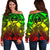 Guam Polynesian Women's Off Shoulder Sweater - Guam Reggae Seal with Polynesian Tattoo Art - Polynesian Pride