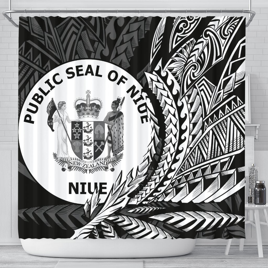 Niue Shower Curtains - Wings Style 177 x 172 (cm) Black - Polynesian Pride