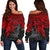 Vanuatu Polynesian Women's Off Shoulder Sweater - Red Turtle RED - Polynesian Pride