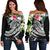 Polynesian Samoa Women's Off Shoulder Sweater - Summer Plumeria (Black) Black - Polynesian Pride