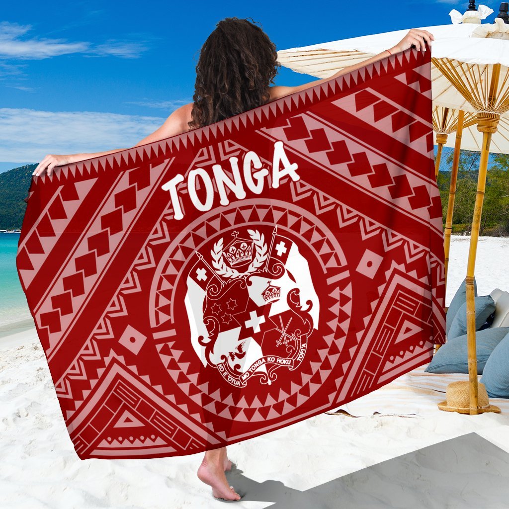 Tonga Sarong - Tonga Seal With Polynesian Tattoo Style (Red) One Style One Size Red - Polynesian Pride