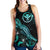 Hawaii Polynesian Women Tank Top - Turtle With Blooming Hibiscus Turquoise - Polynesian Pride