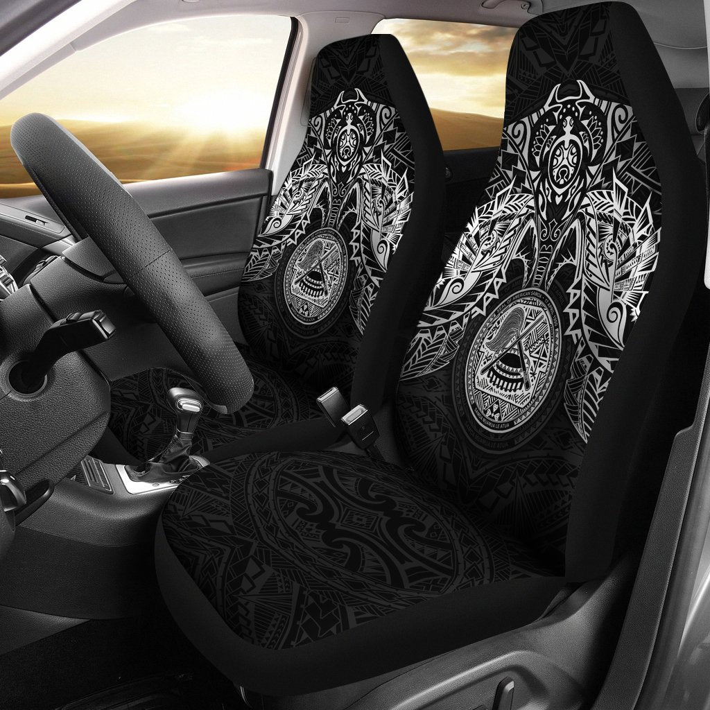 American Samoa Car Seat Covers - American Samoa Seal White Turtle Manta Ray Universal Fit RED - Polynesian Pride