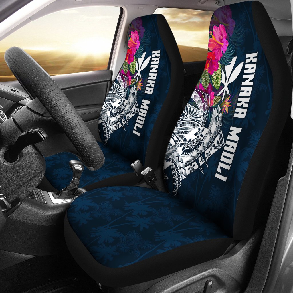 Hawaii Car Seat Covers - Polynesian Hibiscus with Summer Vibes Universal Fit Blue - Polynesian Pride