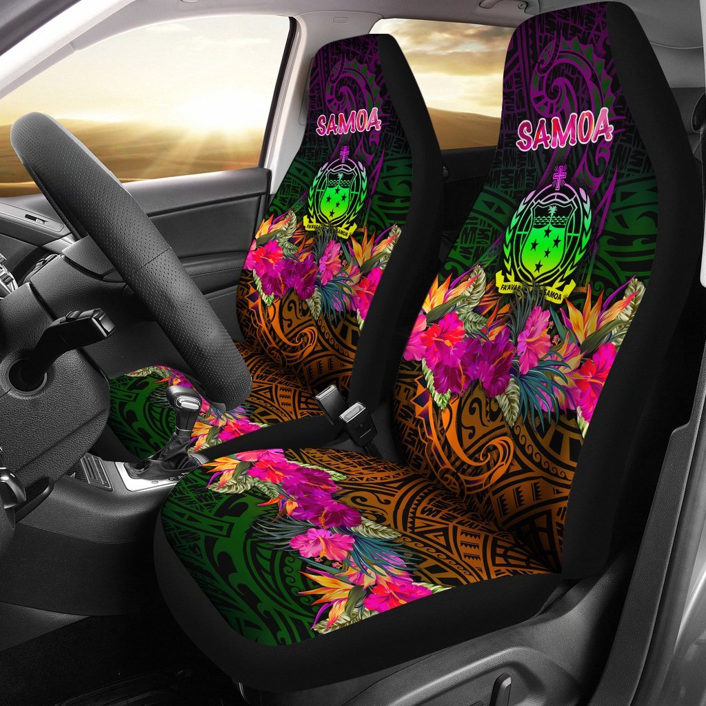 Samoa Car Seat Covers - Summer Hibiscus Universal Fit Reggae - Polynesian Pride