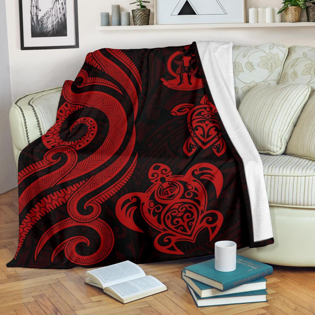 Vanuatu Premium Blanket - Red Tentacle Turtle White - Polynesian Pride