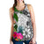 Kosrae Women's Racerback Tank White - Turtle Plumeria Banana Leaf - Polynesian Pride