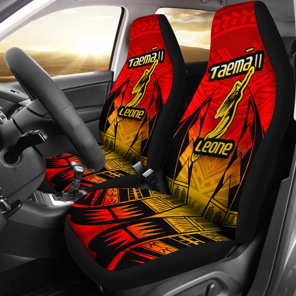 American Samoa Car Seat Covers - Taema Leone Universal Fit Red And Yellow - Polynesian Pride