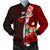 Fiji Polynesian Men's Bomber Jacket - Coat Of Arm With Hibiscus Red - Polynesian Pride