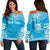 Tuvalu Polynesian Chief Custom Personalised Women's Off Shoulder Sweater - Flag Version Blue - Polynesian Pride