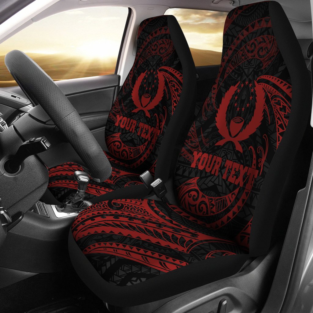 Pohnpei Micronesian Custom Personalised Car Seat Covers - Red Tribal Wave Universal Fit Red - Polynesian Pride