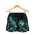 Hawaii Polynesian Women's Shorts - Turtle With Blooming Hibiscus Turquoise - Polynesian Pride