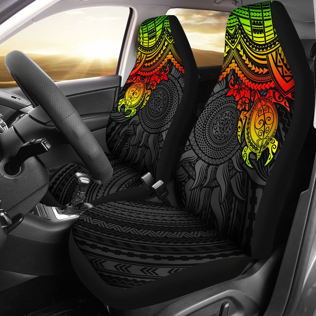 Polynesian Car Seat Covers - Polynesian Reggae Turtle Hibiscus Universal Fit Reggae - Polynesian Pride