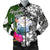 Marshall Islands Men's Bomber Jacket White - Turtle Plumeria Banana Leaf Crest White - Polynesian Pride