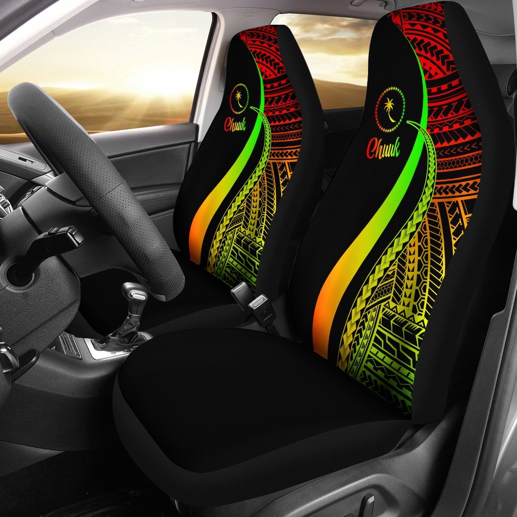 Chuuk Car Seat Covers - Reggae Polynesian Tentacle Tribal Pattern Universal Fit Reggae - Polynesian Pride