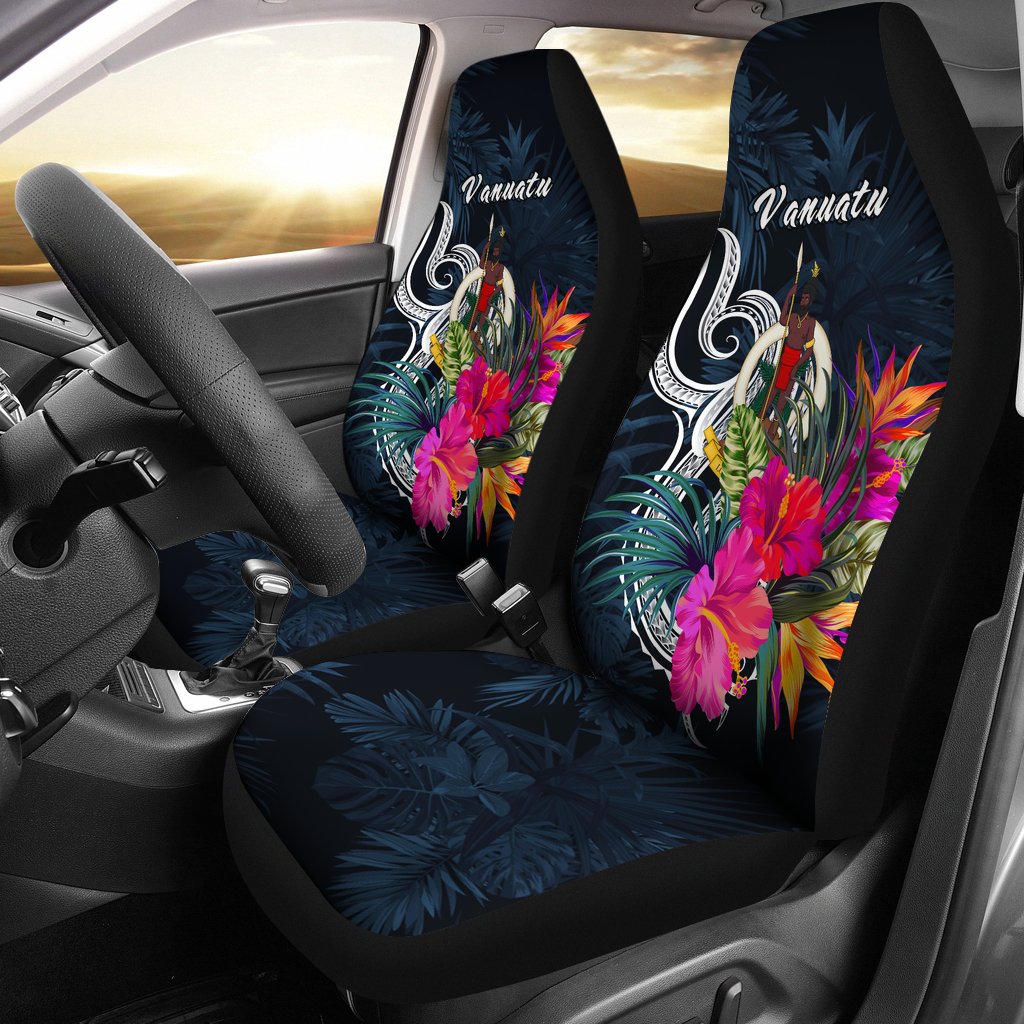 Vanuatu Polynesian Car Seat Covers - Tropical Flower Universal Fit Blue - Polynesian Pride