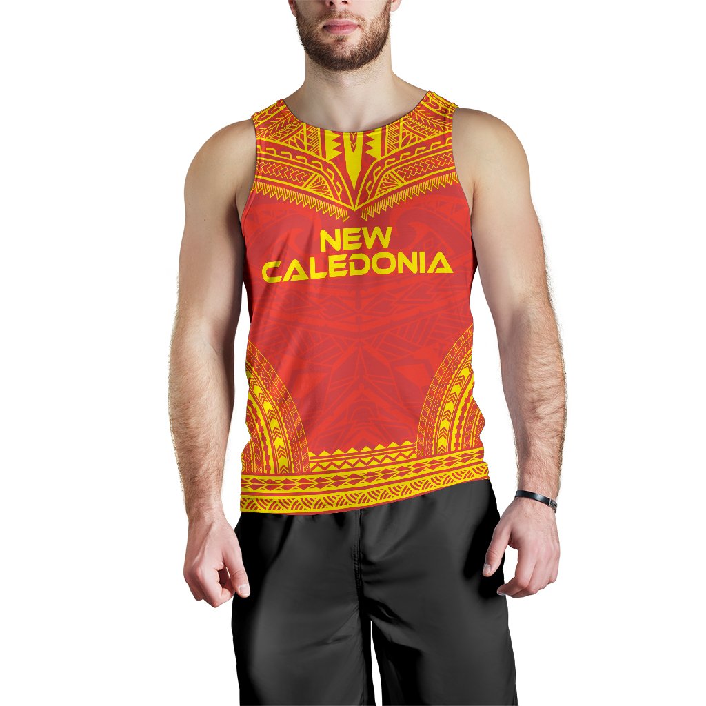 New Caledonia Men's Tank Top - Polynesian Chief Flag Version Red - Polynesian Pride