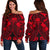 Samoa Polynesian Women's Off Shoulder Sweater - Samoa Red Seal with Polynesian Tattoo Red - Polynesian Pride