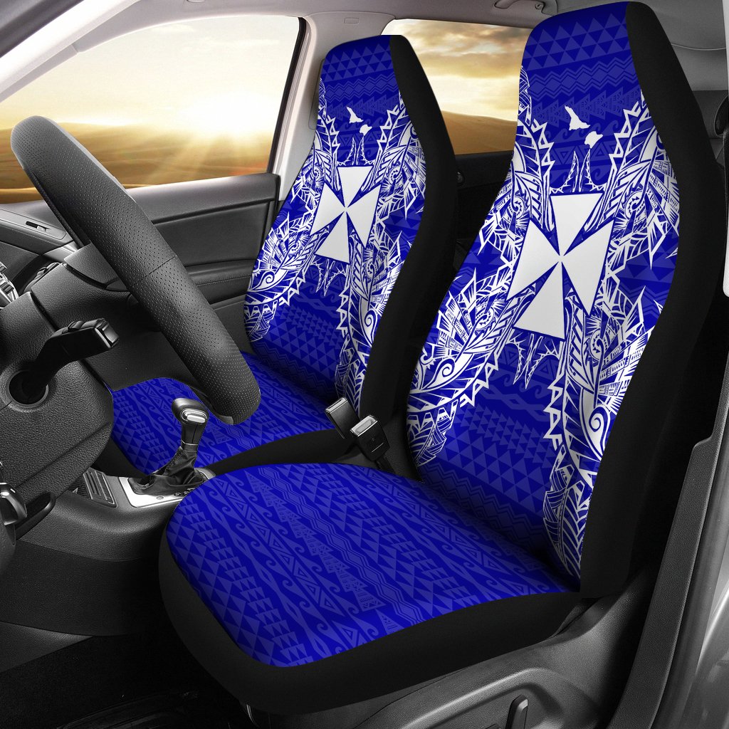 Wallis And Futuna Car Seat Cover - Wallis And Futuna Coat Of Arms Map Blue Universal Fit Blue - Polynesian Pride