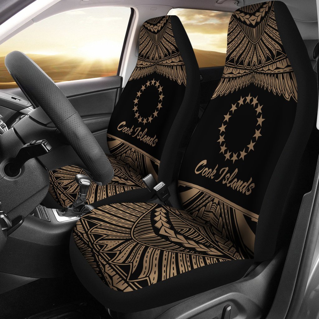 Cook Islands Polynesian Car Seat Covers - PrideGold Version Universal Fit Gold - Polynesian Pride