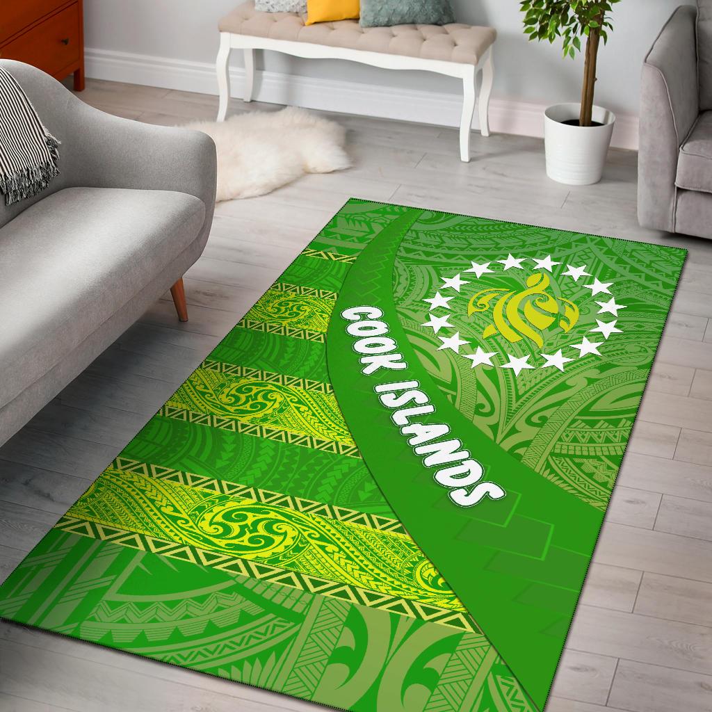 Cook Islands Area Rug Polynesian Victorian Vibes Green - Polynesian Pride