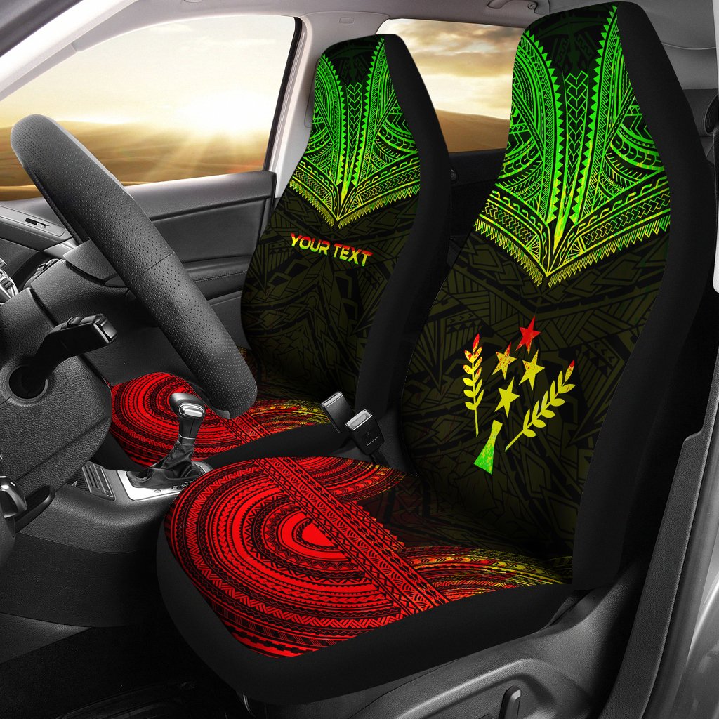 Kosrae Custom Personalised Car Seat Cover - Kosrae FLag Polynesian Chief Tattoo Reggae Version Universal Fit Reggae - Polynesian Pride