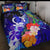 Vanuatu Custom Personalised Quilt Bed Set - Humpback Whale with Tropical Flowers (Blue) Blue - Polynesian Pride