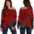 Polynesian Off Shoulder Sweater (Women) - Polynesian Red Turtle Red - Polynesian Pride