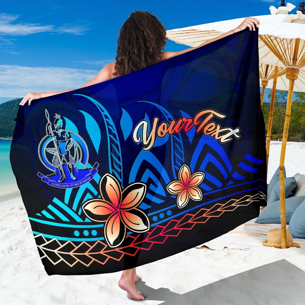 Vanuatu Custom Personalised Sarong - Vintage Tribal Mountain One Style 44 x 66 inches Blue - Polynesian Pride