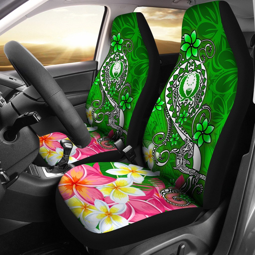 Pohnpei Car Seat Covers - Turtle Plumeria (Green) Universal Fit Green - Polynesian Pride