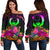 Pohnpei Women's Off Shoulder Sweater - Summer Hibiscus Art - Polynesian Pride